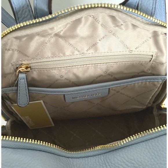 New Michael Kors Erin Medium Backpack Pebble Leather Pale Blue Studs main image 4